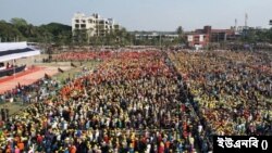 বরিশাল নগরীর বঙ্গবন্ধু উদ্যানে আয়োজিত শেখ হাসিনার প্রচার সমাবেশ। শুক্রবার, ২৯ ডিসেম্বর, ২০২৩।
