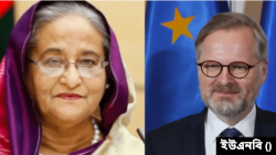 বাংলাদেশের প্রধানমন্ত্রী শেখ হাসিনা ও চেক প্রজাতন্ত্রের প্রধানমন্ত্রী পেত্র ফিয়ালা।