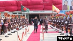 সোনাহাট স্থলবন্দরে ভুটানের রাজা জিগমে খেসার নামগিয়েল ওয়াংচুক। ২৮ মার্চ, ২০২৪।