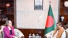 পররাষ্ট্র মন্ত্রণালয়ে পররাষ্ট্রমন্ত্রী ড. হাছান মাহমুদের সঙ্গে বাংলাদেশে নিযুক্ত যুক্তরাজ্যের হাইকমিশনার সারাহ কুক। ২৪ জানুয়ারি, ২০২৪।