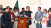 পররাষ্ট্র মন্ত্রণালয়ে সাংবাদিকদের সঙ্গে বাংলাদেশের পররাষ্ট্রমন্ত্রী ও আওয়ামী লীগের যুগ্ম-সাধারণ সম্পাদক ড. হাছান মাহমুদ। ১৫ জানুয়ারি, ২০২৪।