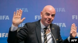 Gianni Infantino lors d'une conférence de presse à Kigali, Rwanda, le 26 octobre 2018. 