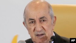 Le président élu de l'Algérie, Abdelmadjid Tebboune, lors d'une conférence de presse, le 13 décembre 2019, à Alger.
