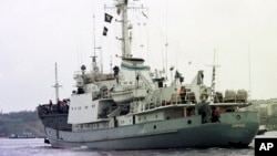 FILE - The Russian Navy reconnaissance ship "Liman" is seen off the coast of Crimea, Ukraine, in an April 2, 1999, photo.