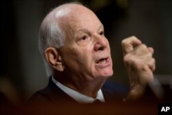 FILE - Sen. Ben Cardin, D-Md. is seen during a Senate Foreign Relations Committee hearing on Capitol Hill, July 23, 2015.