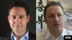 加拿大前外交官康明凯（左）和加籍商人斯帕沃尔被中国拘捕