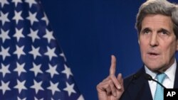 美国国务卿克里在伊朗核协议谈判中。